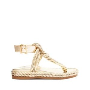 New SCHUTZ Laurel Sporty Metallic Sandal In Gold Rope Size 7.5
